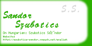 sandor szubotics business card